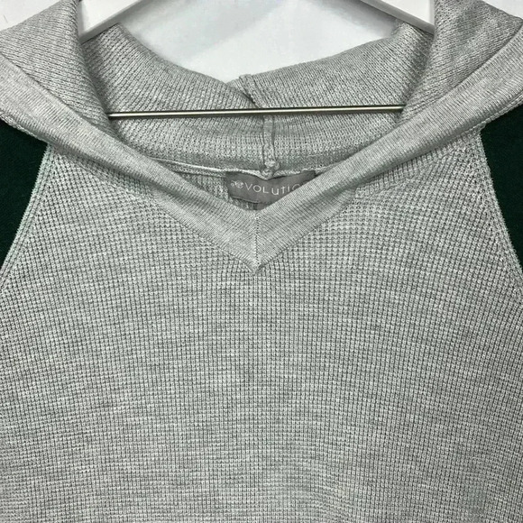 Evolution Womens Hoodie XXL Forest Green Gray Waffle Knit Pullover Hi-Lo Hem New - Picture 5 of 13
